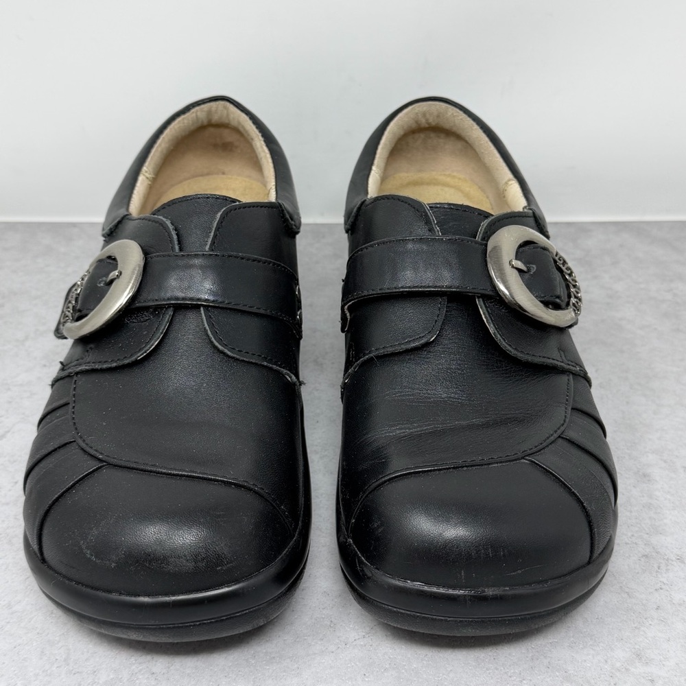 Alegria Black Leather Khloe Professional Clog with Silver Buckle EU37/US7 - Picture 2 of 11